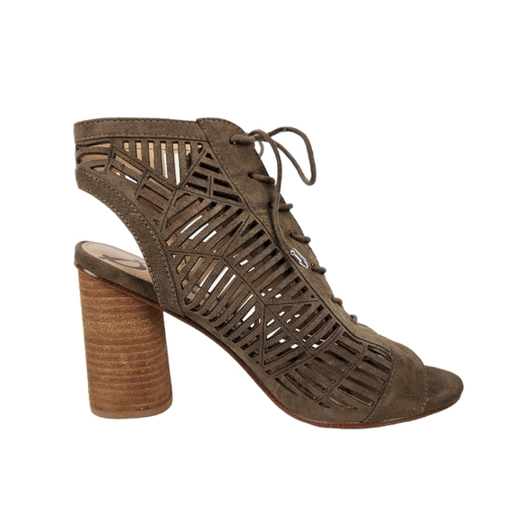 Sam Edelman Rocco Taupe Tan Microsuede Open Toe Ankle Boots Women's Size 8.5 - Picture 5 of 12